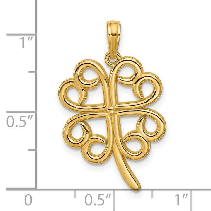 Lovely Rita's Pendants & Charms 14K Yellow Gold Four Leaf Clover Swirl Design Pendant