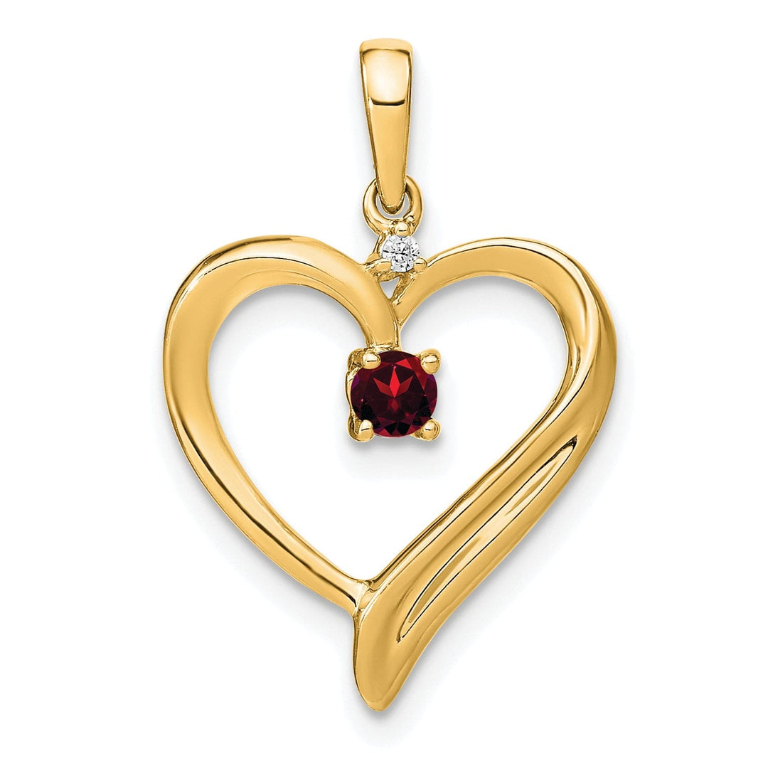 Lovely Rita's Pendants & Charms 14k Yellow Gold Garnet and Diamond Fancy Heart Shape Pendant