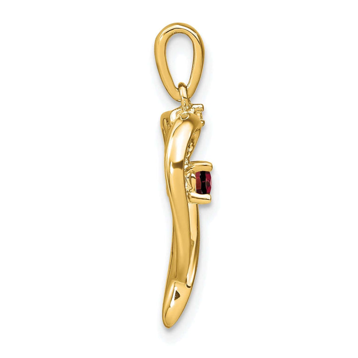 Lovely Rita's Pendants & Charms 14k Yellow Gold Garnet and Diamond Fancy Heart Shape Pendant