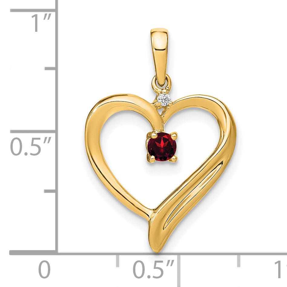 Lovely Rita's Pendants & Charms 14k Yellow Gold Garnet and Diamond Fancy Heart Shape Pendant