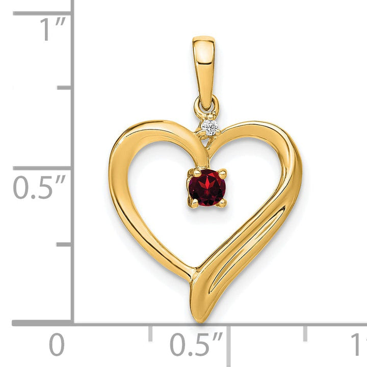 Lovely Rita's Pendants & Charms 14k Yellow Gold Garnet and Diamond Fancy Heart Shape Pendant