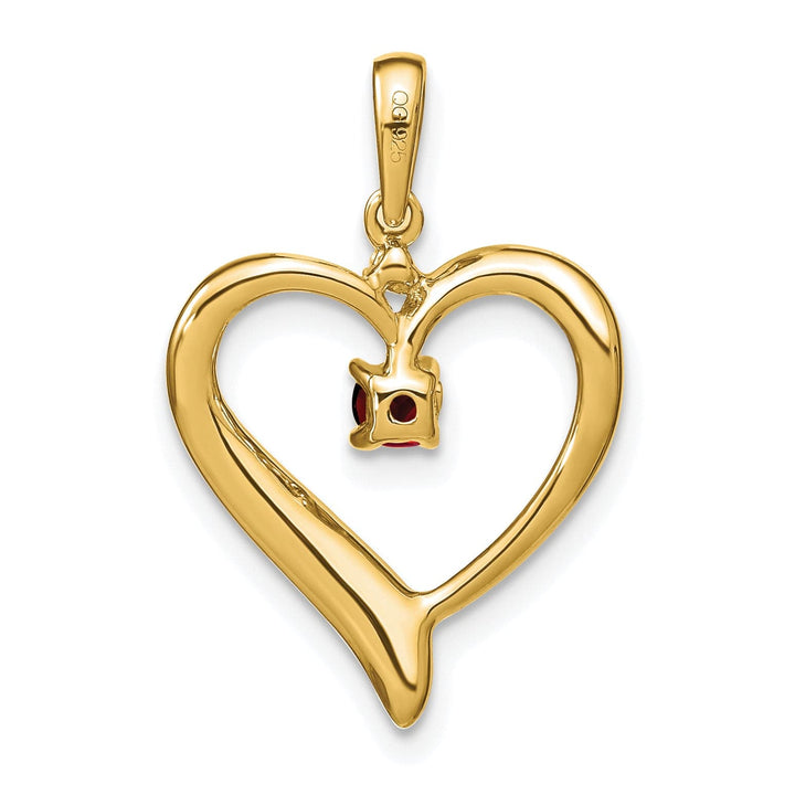 Lovely Rita's Pendants & Charms 14k Yellow Gold Garnet and Diamond Fancy Heart Shape Pendant