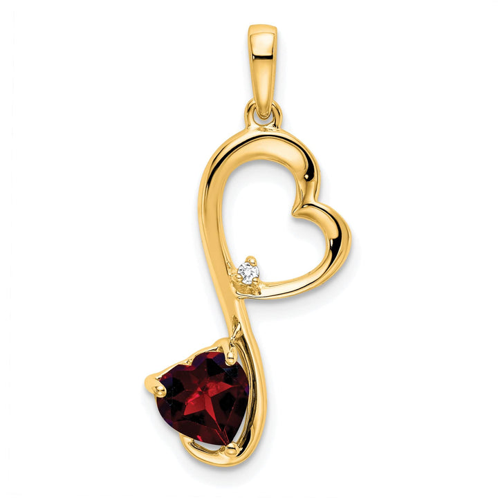 Lovely Rita's Pendants & Charms 14k Yellow Gold Garnet and Diamond Heart Pendant