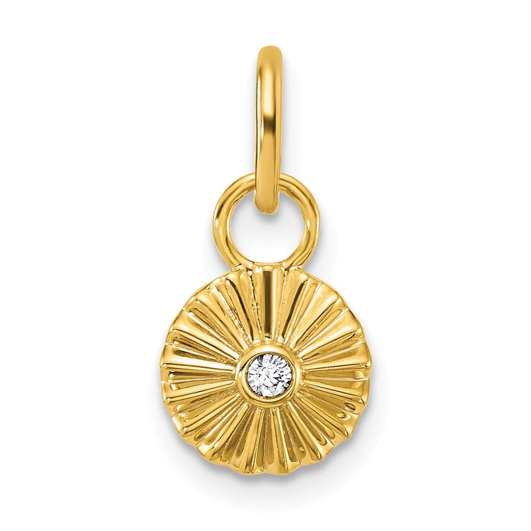 Lovely Rita's Pendants & Charms 14K Yellow Gold Grooved Diamond Circle Pendant