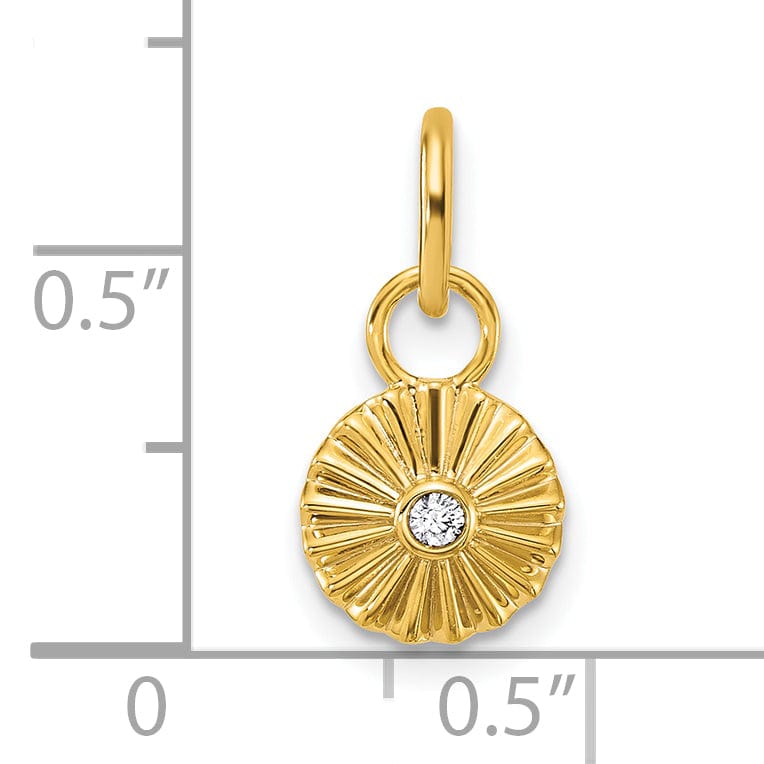 Lovely Rita's Pendants & Charms 14K Yellow Gold Grooved Diamond Circle Pendant