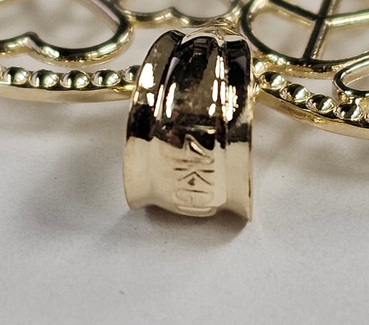 Lovely Rita's Pendants & Charms 14k Yellow Gold Heart with Peace Signs Pendant