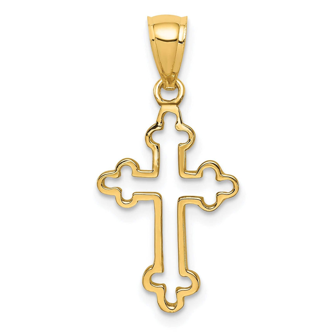 Lovely Rita's Pendants & Charms 14k Yellow Gold High-Shine Budded Cross Pendant
