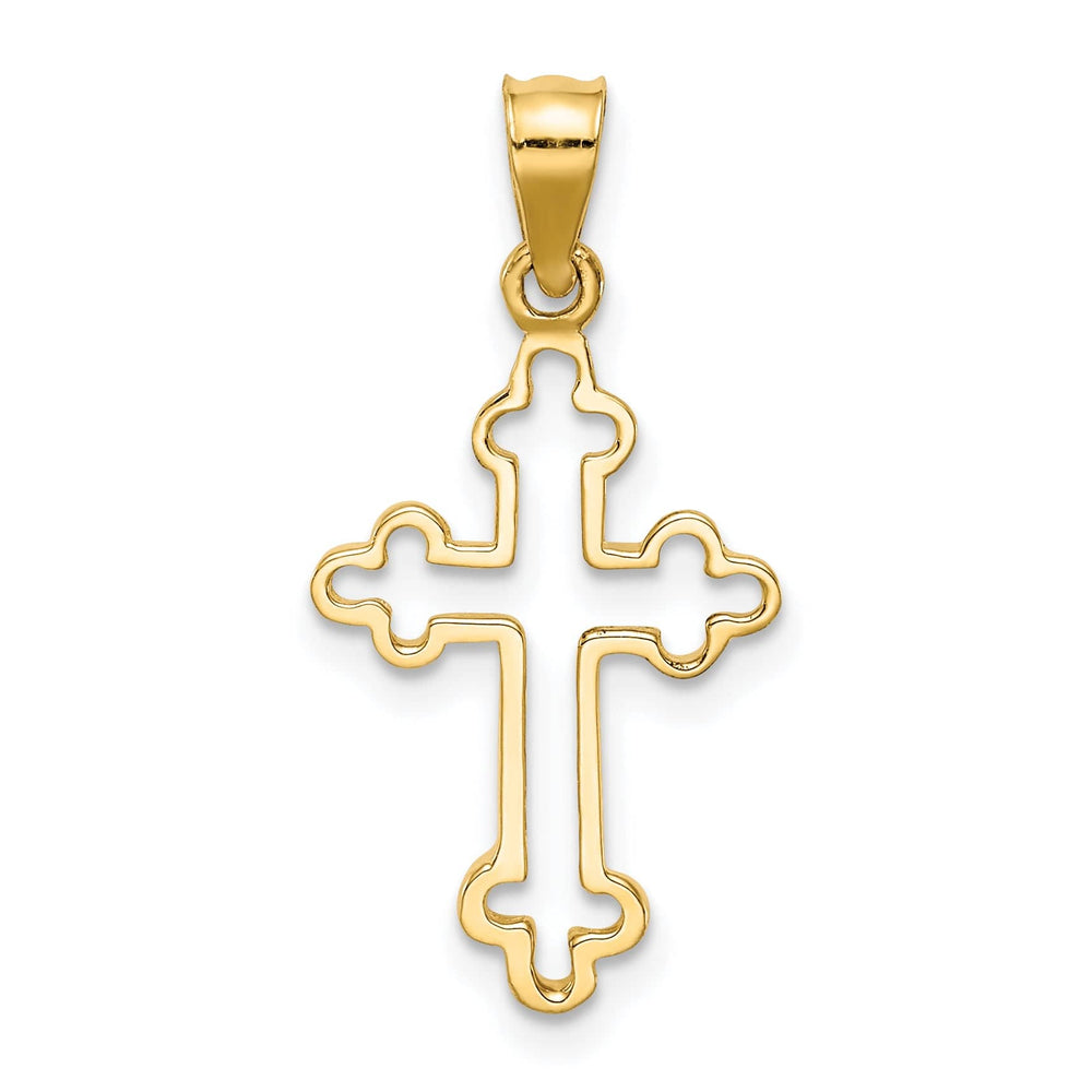 Lovely Rita's Pendants & Charms 14k Yellow Gold High-Shine Budded Cross Pendant