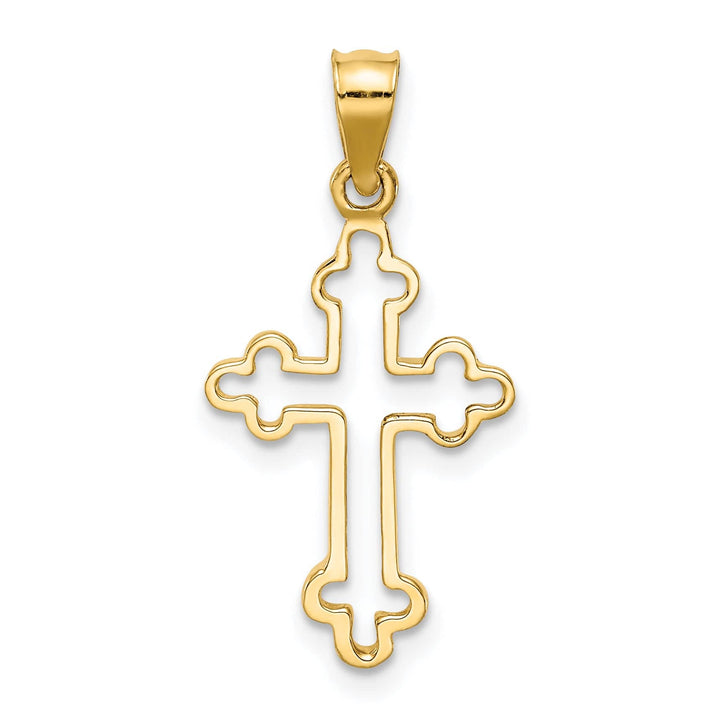Lovely Rita's Pendants & Charms 14k Yellow Gold High-Shine Budded Cross Pendant
