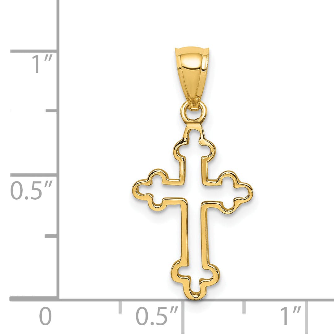 Lovely Rita's Pendants & Charms 14k Yellow Gold High-Shine Budded Cross Pendant