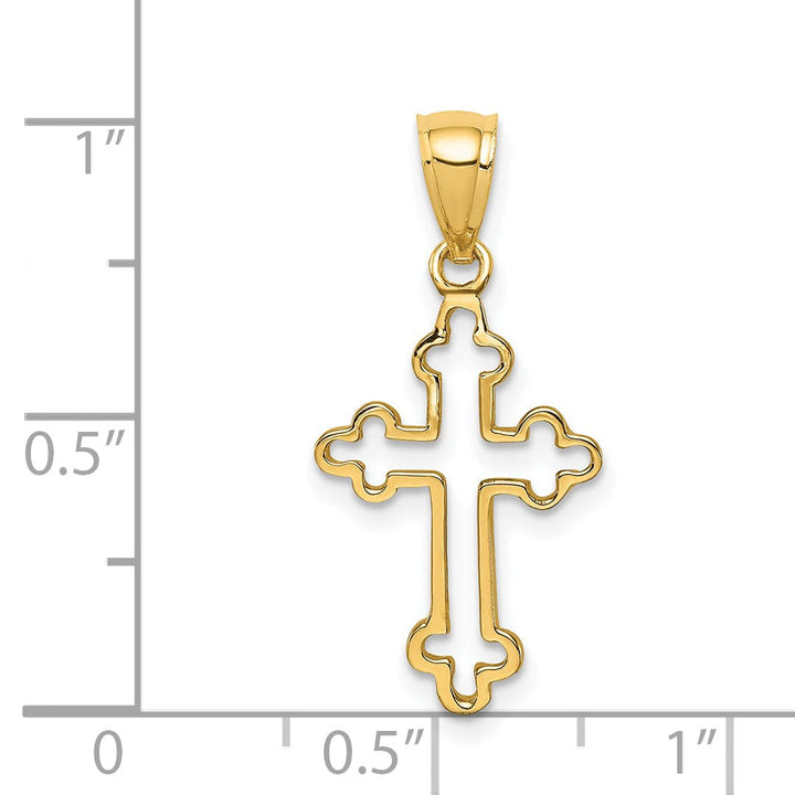 Lovely Rita's Pendants & Charms 14k Yellow Gold High-Shine Budded Cross Pendant