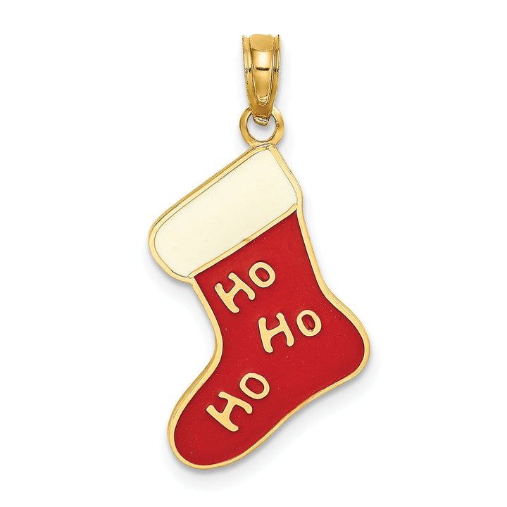 Lovely Rita's Pendants & Charms 14K Yellow Gold HO HO HO Christmas Stocking Charm Pendant