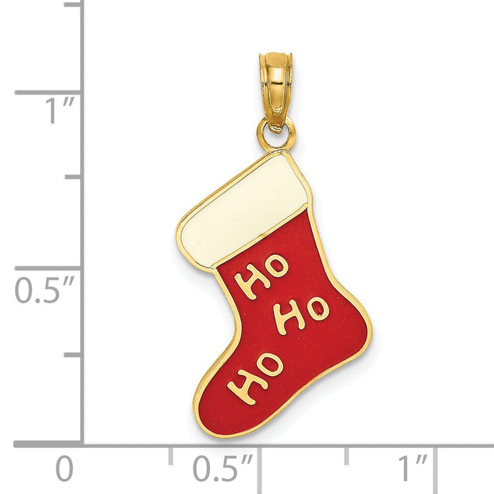 Lovely Rita's Pendants & Charms 14K Yellow Gold HO HO HO Christmas Stocking Charm Pendant