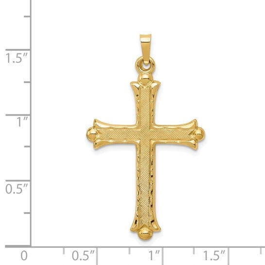 Lovely Rita's Pendants & Charms 14k Yellow Gold Hollow Fleur de lis Cross Pendant