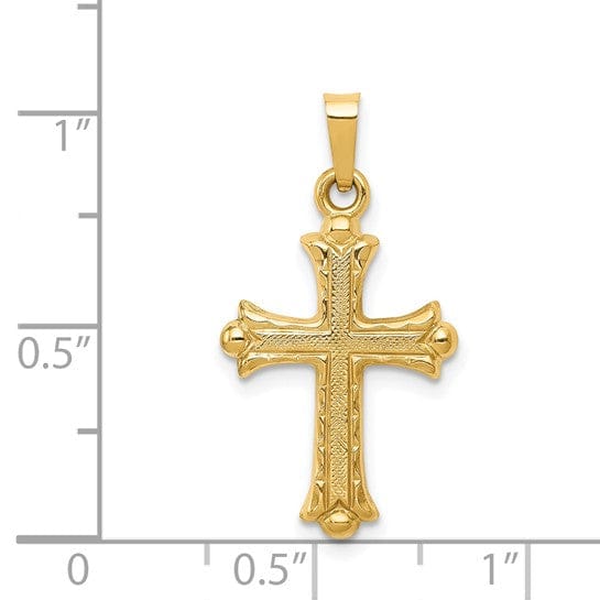 Lovely Rita's Pendants & Charms 14k Yellow Gold Hollow Fleur de lis Cross Pendant