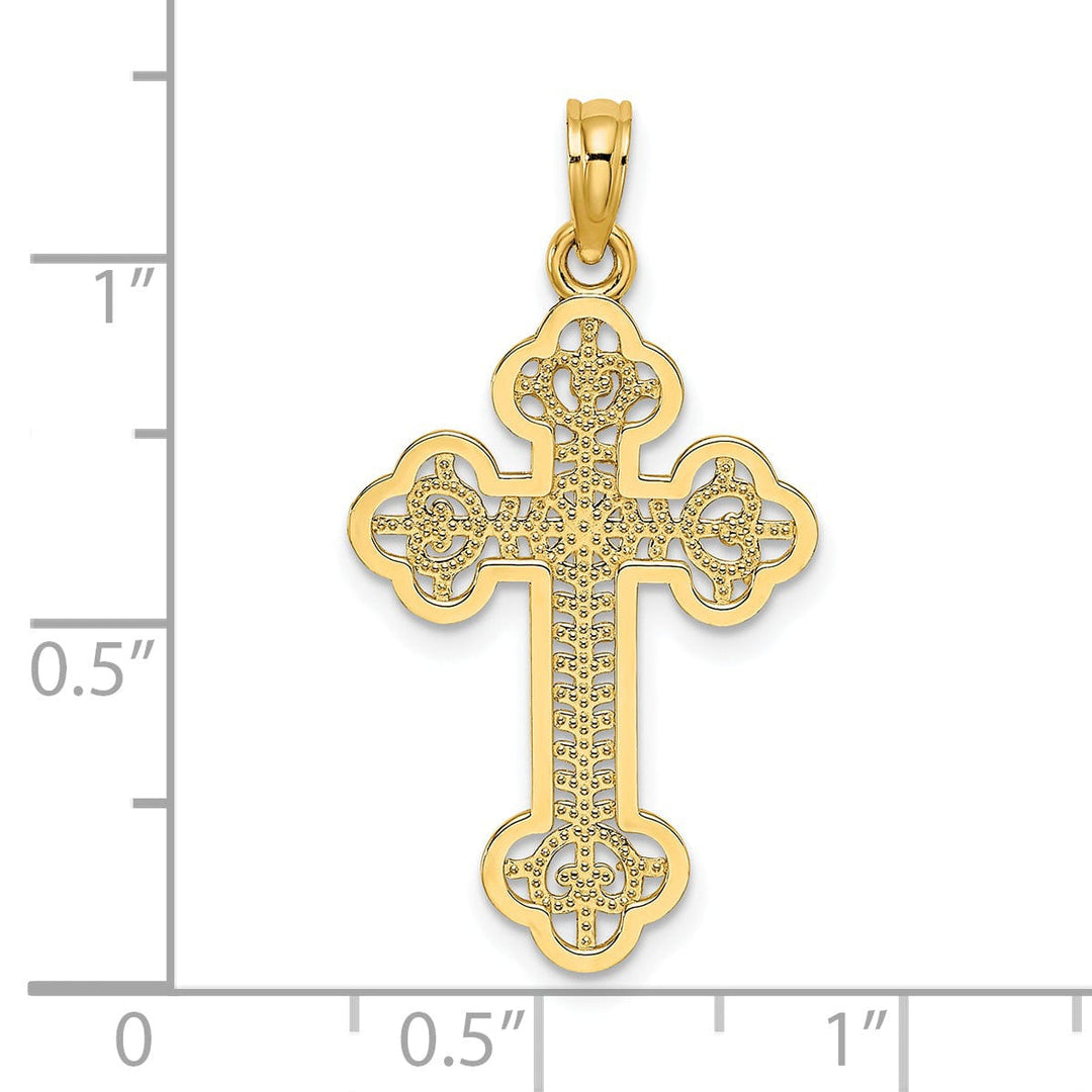 Lovely Rita's Pendants & Charms 14k Yellow Gold Intricate Lacey Budded Cross Pendant