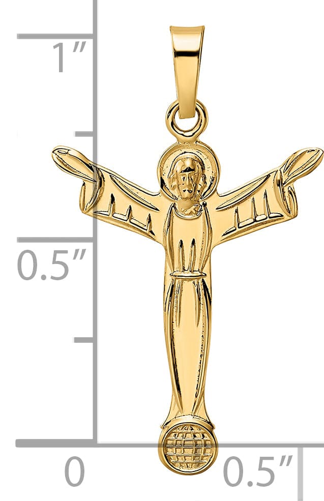 Lovely Rita's Pendants & Charms 14K Yellow Gold Intricate Polished Solid Risen Christ Pendant