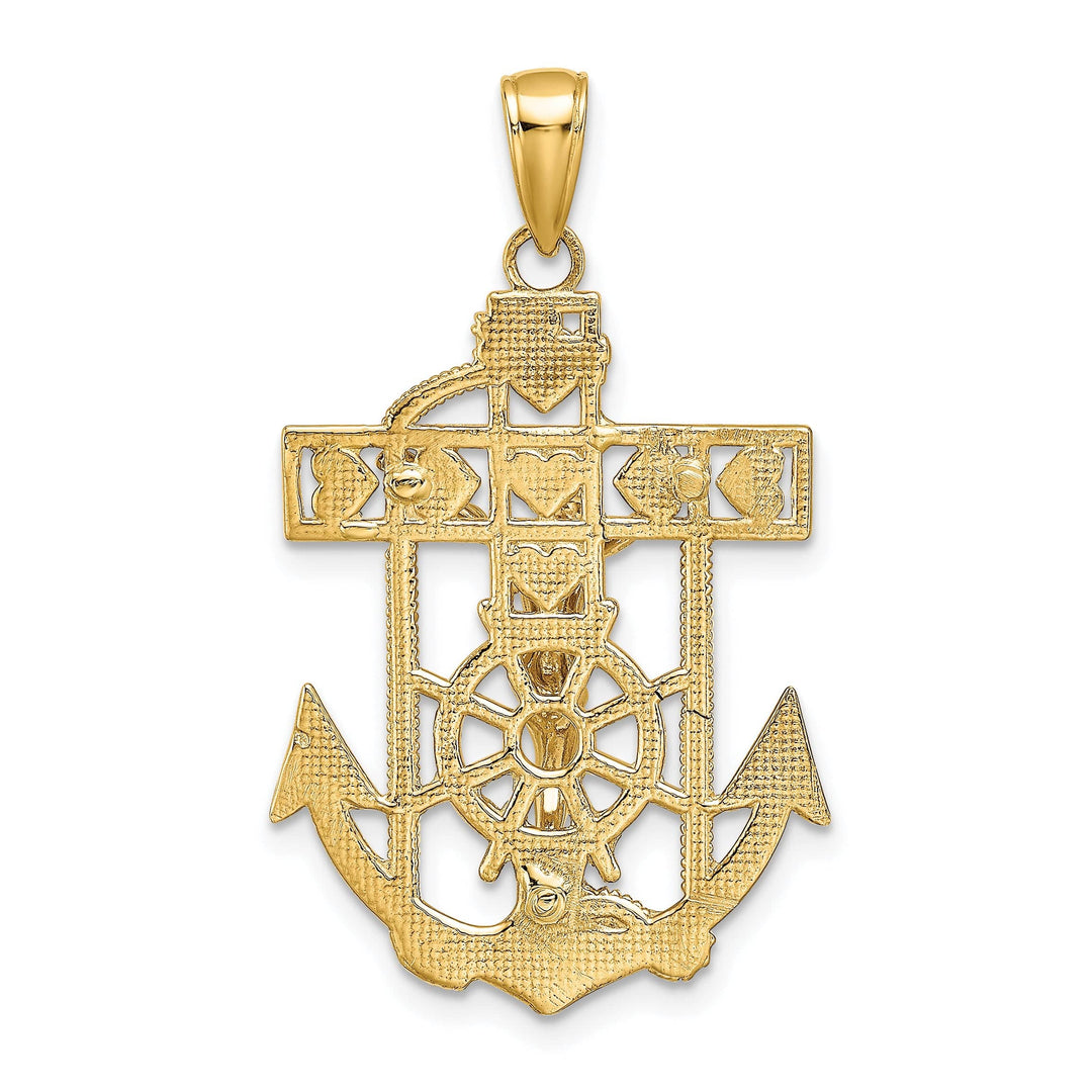 Lovely Rita's Pendants & Charms 14K Yellow Gold Intricate Textured Mariner Crucifix Pendant