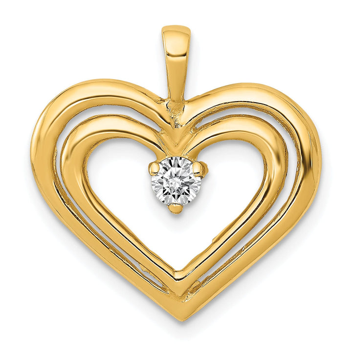 Lovely Rita's Pendants & Charms 14k Yellow Gold L1 Clarity, G i Color Diamond Double Heart Pendant