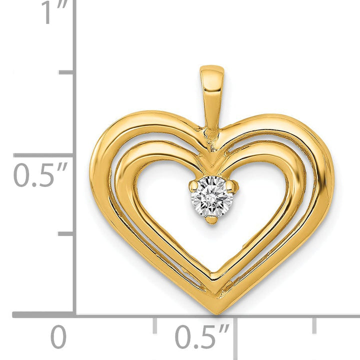 Lovely Rita's Pendants & Charms 14k Yellow Gold L1 Clarity, G i Color Diamond Double Heart Pendant
