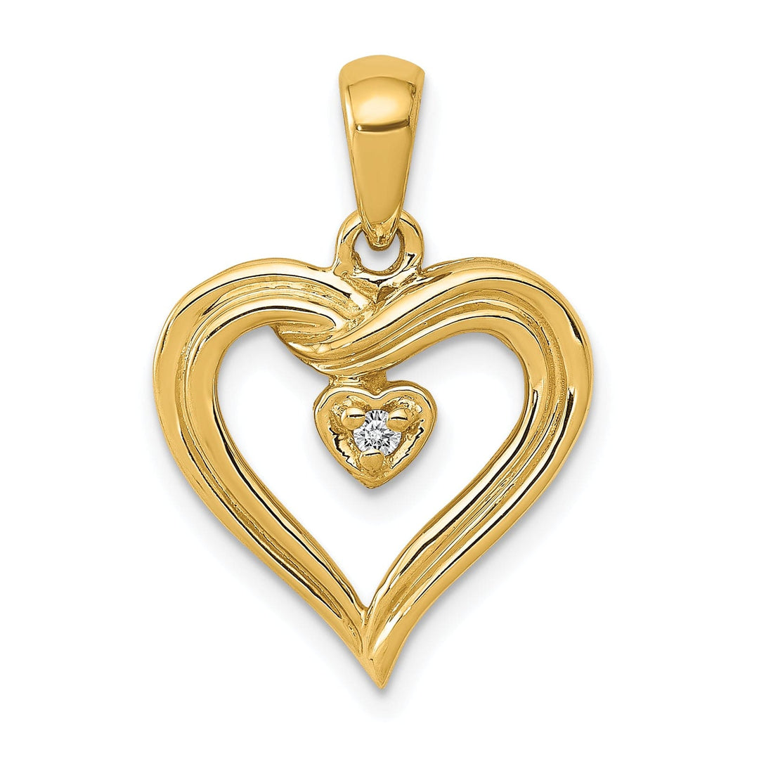 Lovely Rita's Pendants & Charms 14k Yellow Gold L1 Clarity, G i Color Diamond Heart Pendant