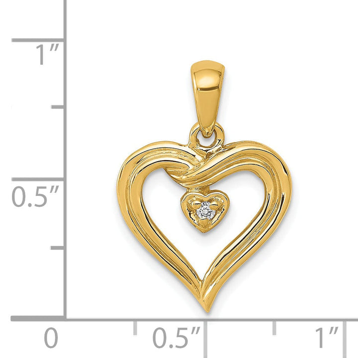 Lovely Rita's Pendants & Charms 14k Yellow Gold L1 Clarity, G i Color Diamond Heart Pendant