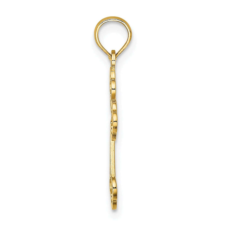 Lovely Rita's Pendants & Charms 14K Yellow Gold Lacey Center Design Budded Cross Pendant