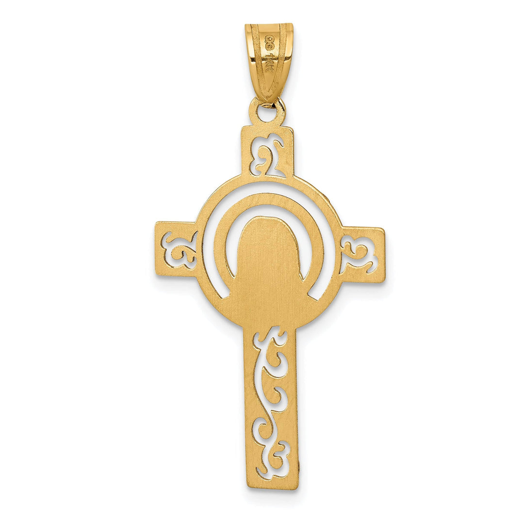 Lovely Rita's Pendants & Charms 14K Yellow Gold Laser Cut Jesus Face Cross Charm