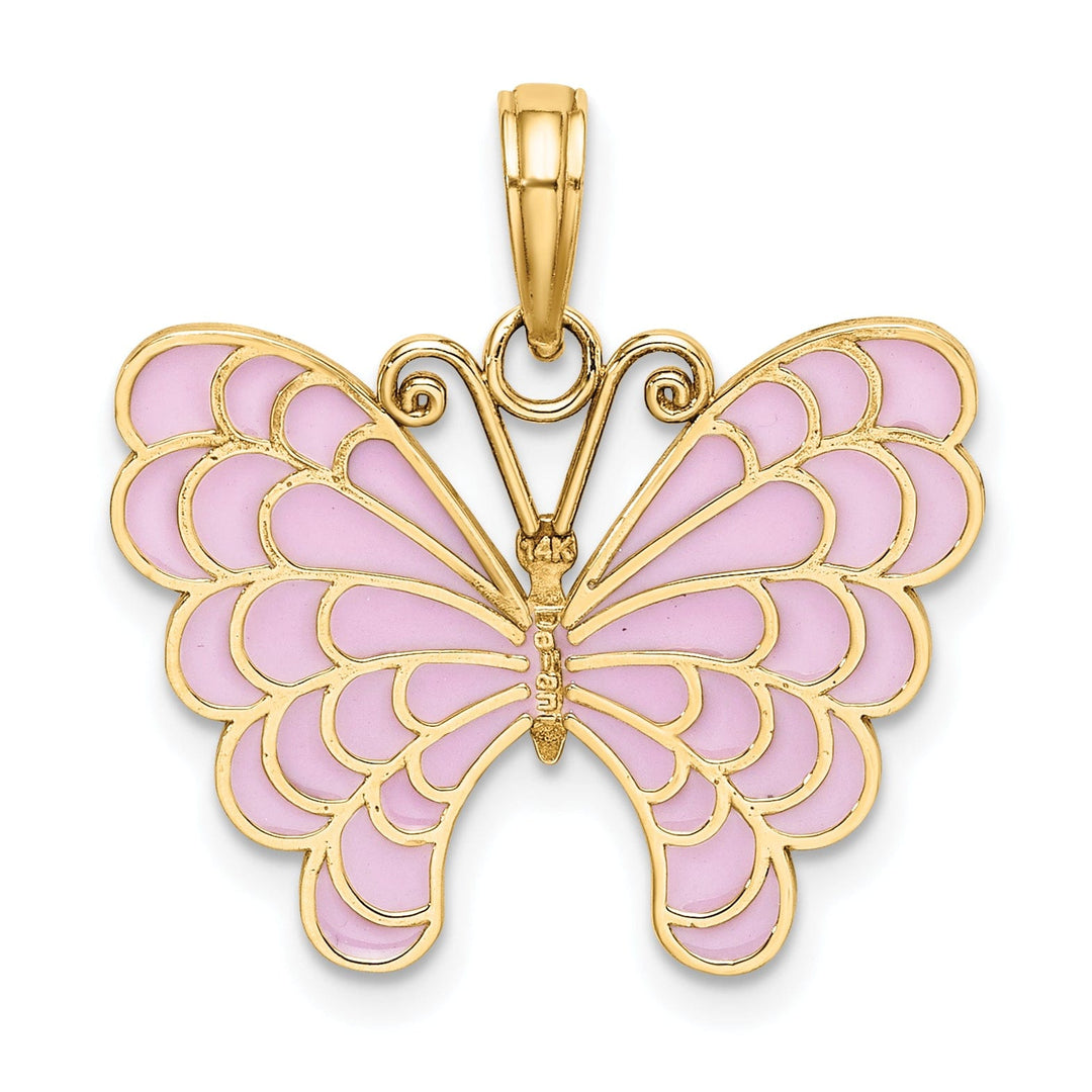 Lovely Rita's Pendants & Charms 14K Yellow Gold Lavender Enameled Butterfly Pendant