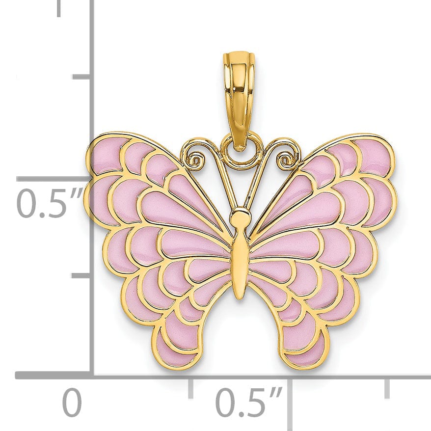 Lovely Rita's Pendants & Charms 14K Yellow Gold Lavender Enameled Butterfly Pendant