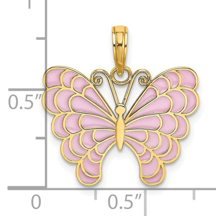 Lovely Rita's Pendants & Charms 14K Yellow Gold Lavender Enameled Butterfly Pendant