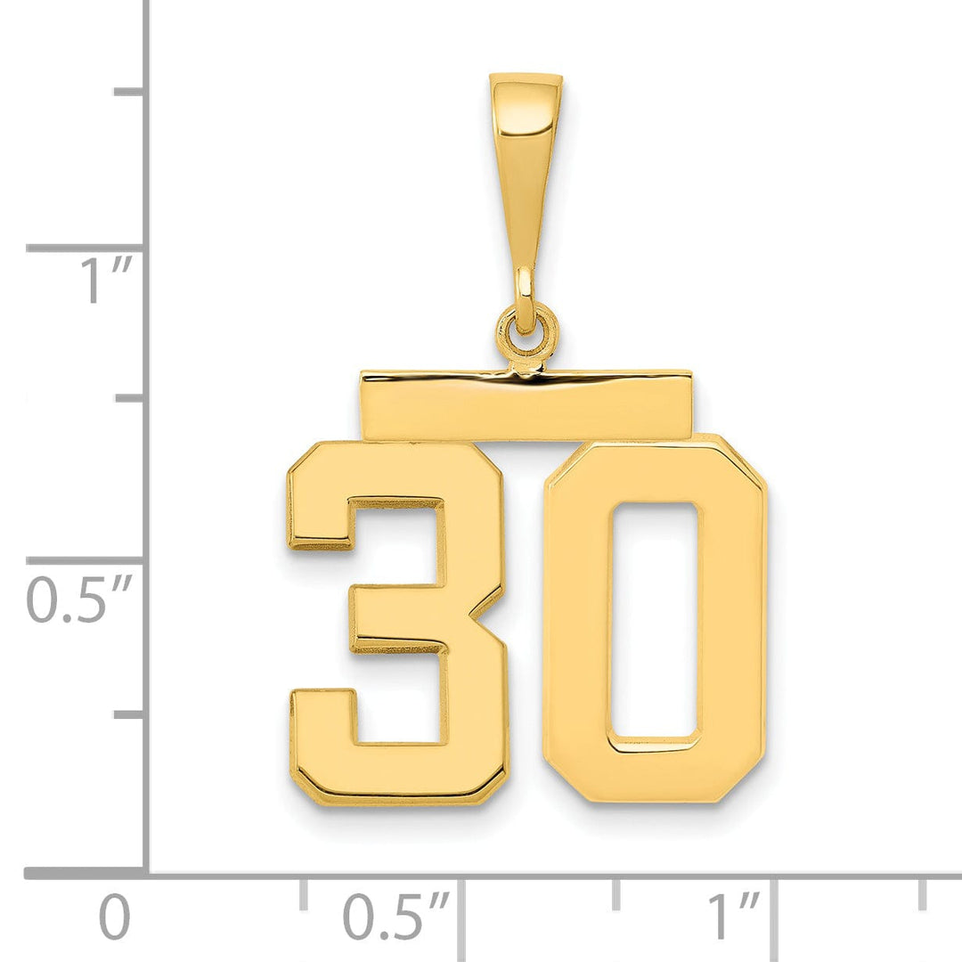 Lovely Rita's Pendants & Charms 14k Yellow Gold Medium Polished Number 30 Charm