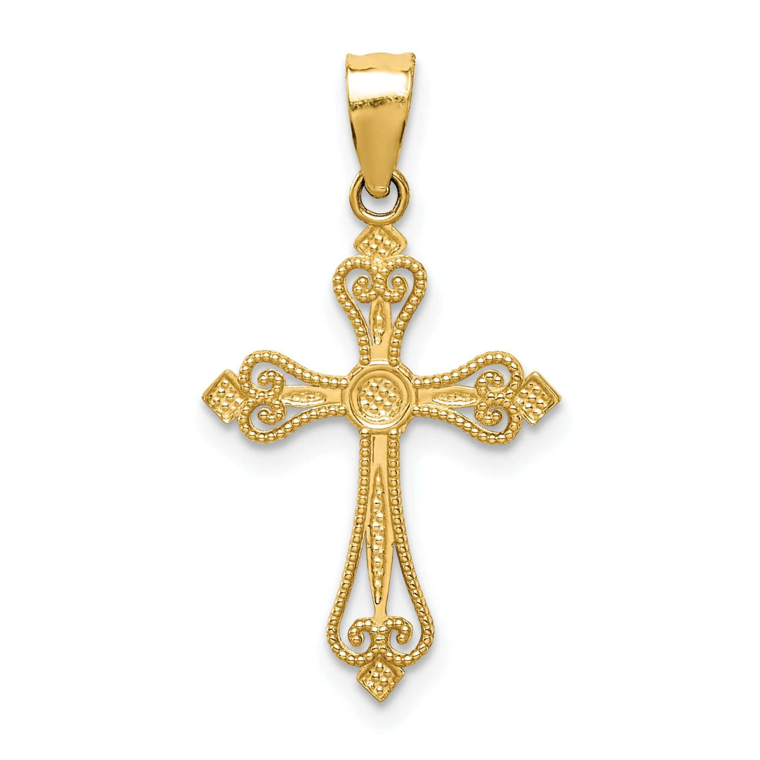Lovely Rita's Pendants & Charms 14k Yellow Gold Mini Polished Budded Cross Pendant