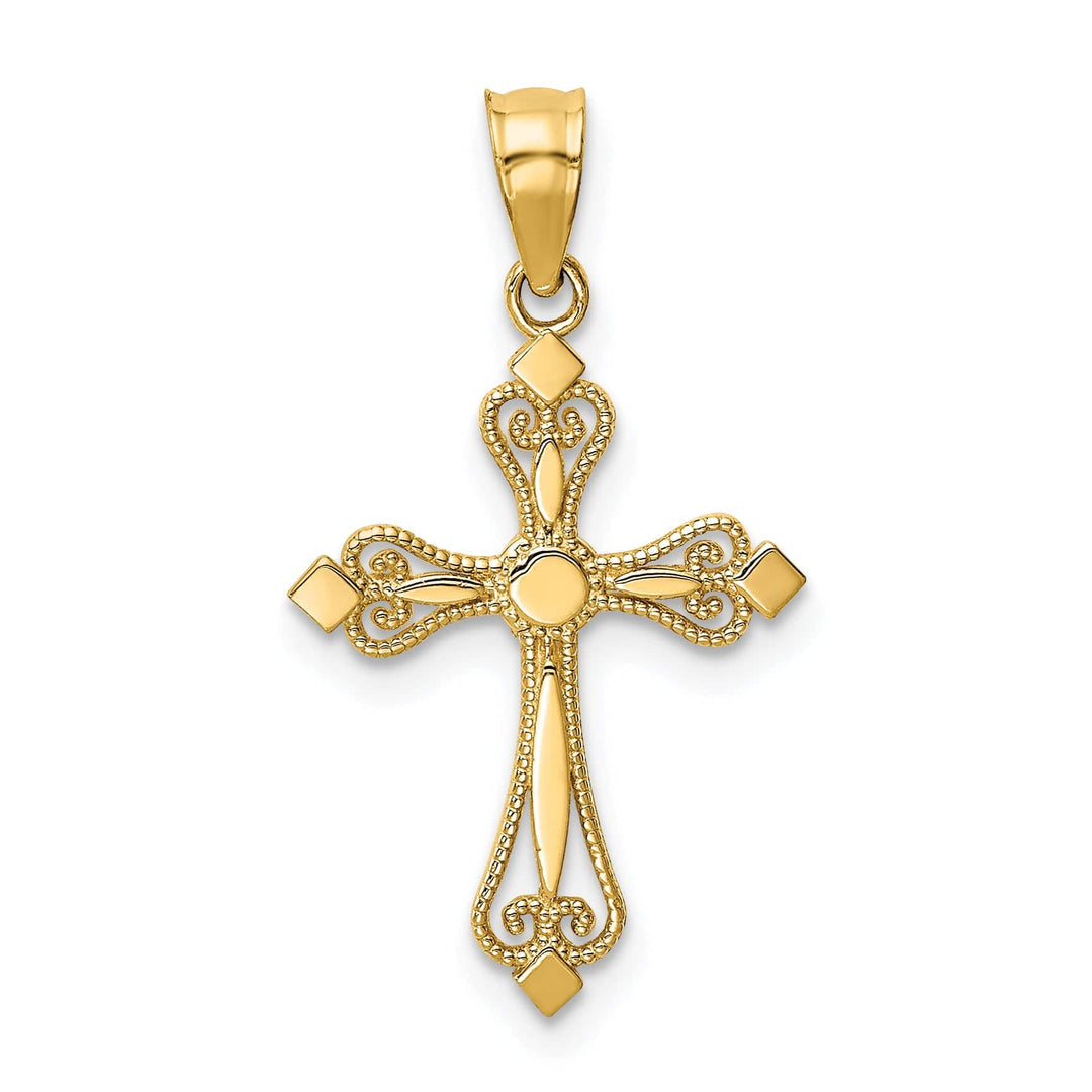 Lovely Rita's Pendants & Charms 14k Yellow Gold Mini Polished Budded Cross Pendant