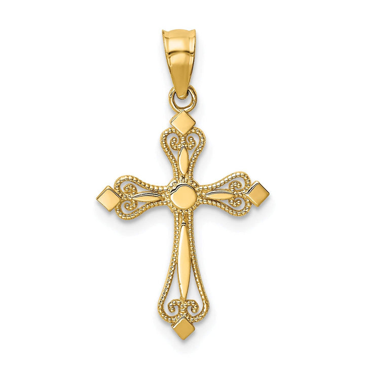 Lovely Rita's Pendants & Charms 14k Yellow Gold Mini Polished Budded Cross Pendant