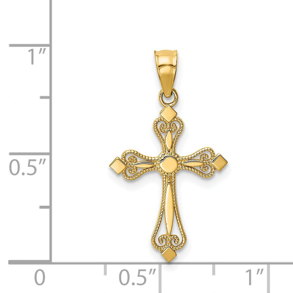 Lovely Rita's Pendants & Charms 14k Yellow Gold Mini Polished Budded Cross Pendant