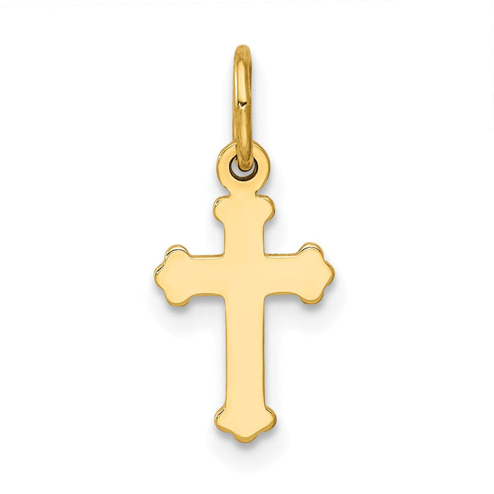 Lovely Rita's Pendants & Charms 14k Yellow Gold Mini Size Polished Finish Budded Cross