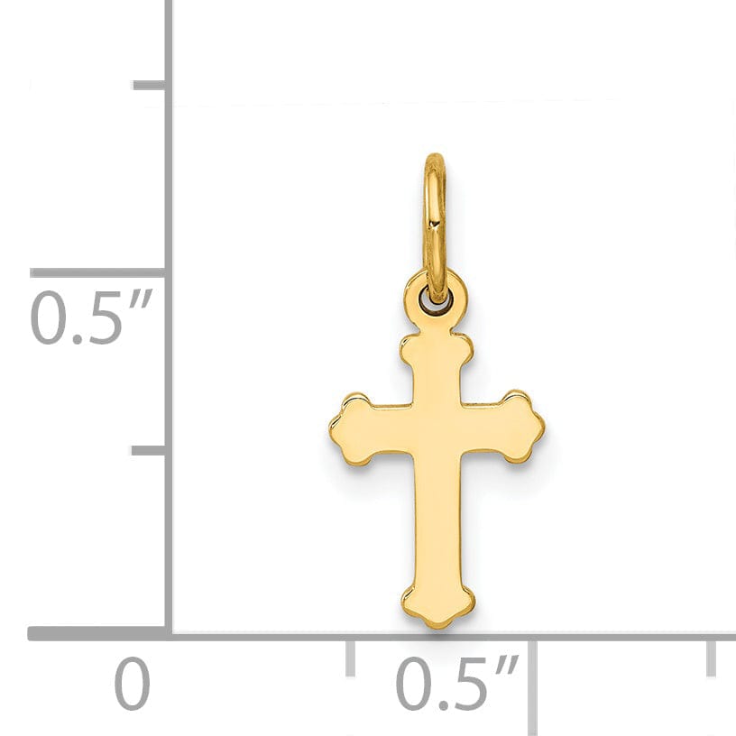 Lovely Rita's Pendants & Charms 14k Yellow Gold Mini Size Polished Finish Budded Cross