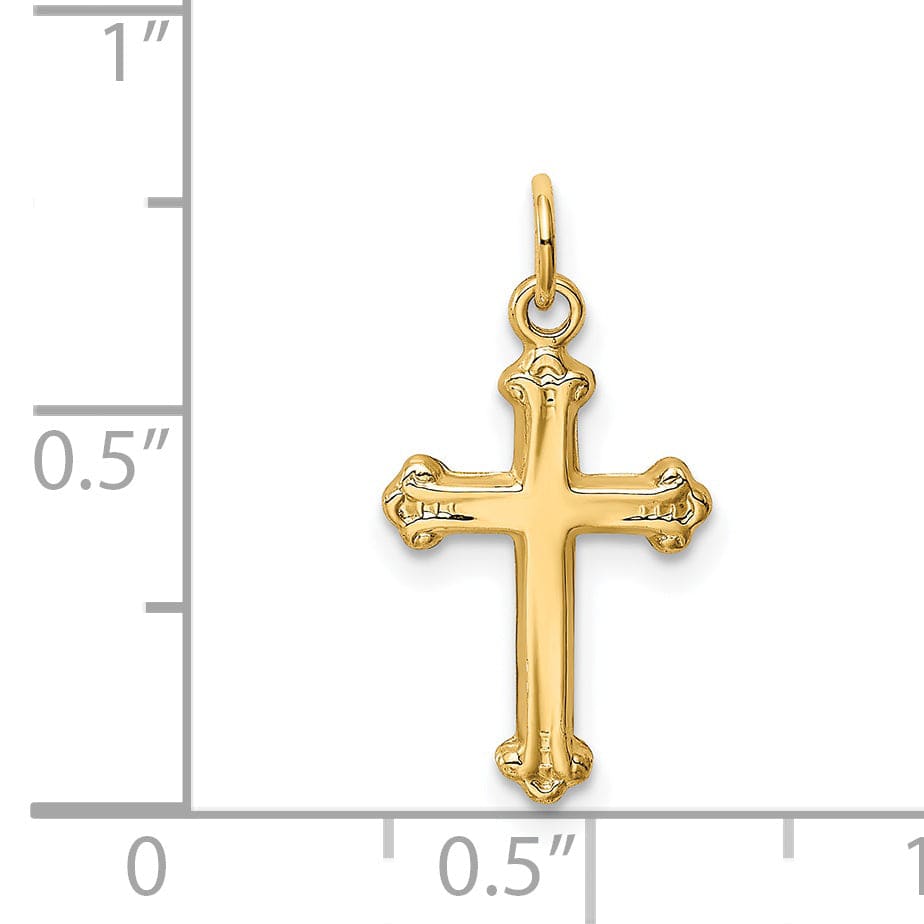 Lovely Rita's Pendants & Charms 14k Yellow Gold Minimalist Budded Cross Pendant