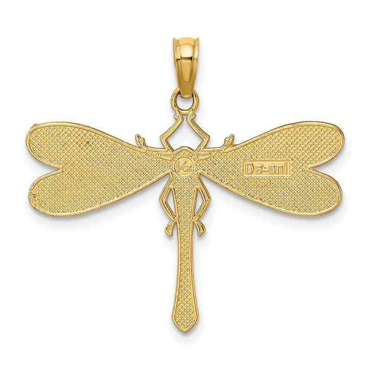 Lovely Rita's Pendants & Charms 14K Yellow Gold Multi-Color Enamel Finish Dragonfly Charm Pendant