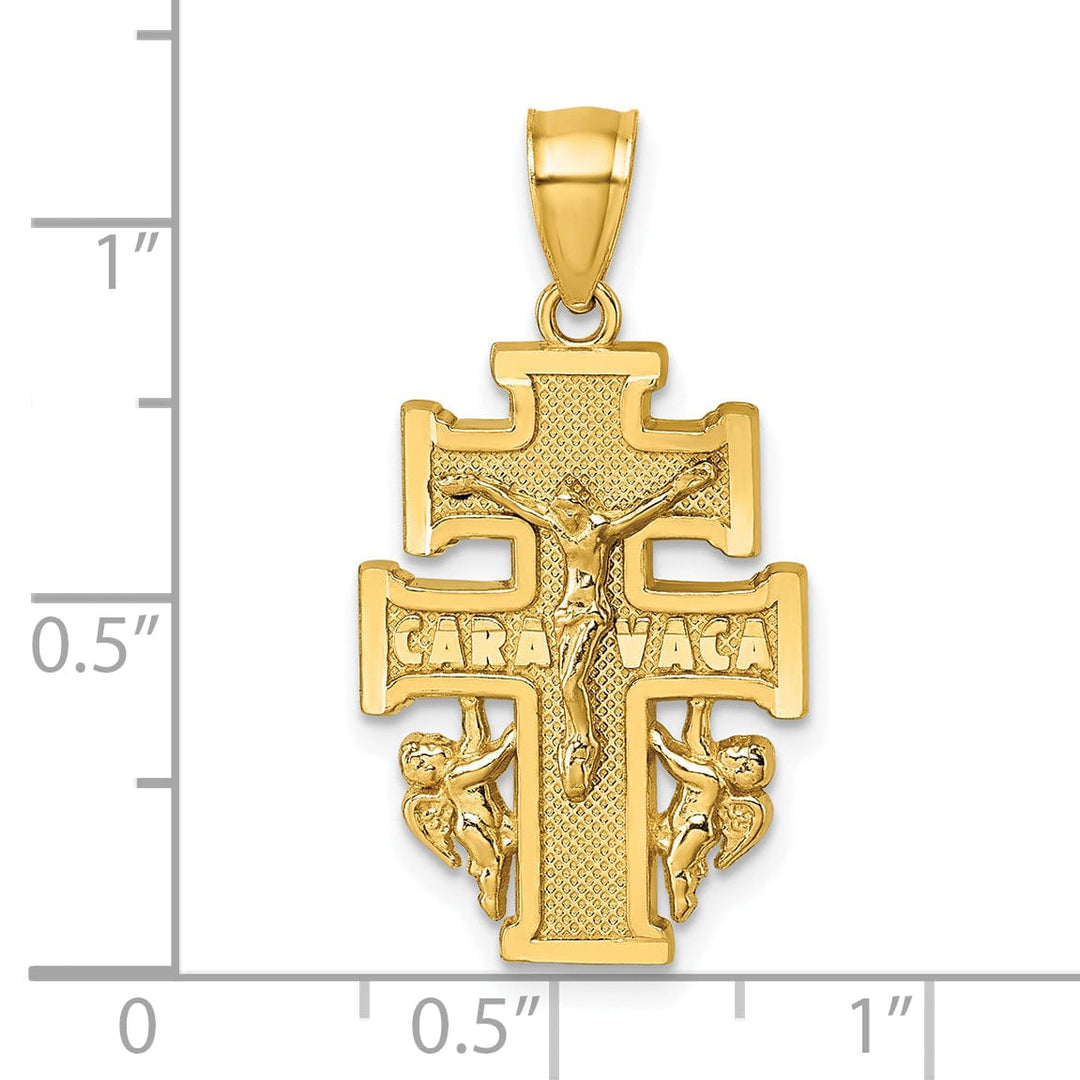 Lovely Rita's Pendants & Charms 14K Yellow Gold Ornate Textured Cara Vaca Crucifix Pendant
