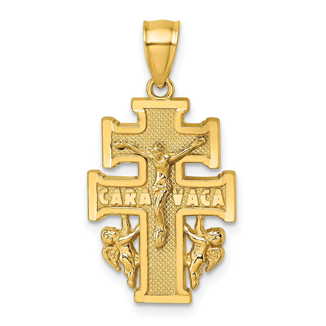 Lovely Rita's Pendants & Charms 14K Yellow Gold Ornate Textured Cara Vaca Crucifix Pendant