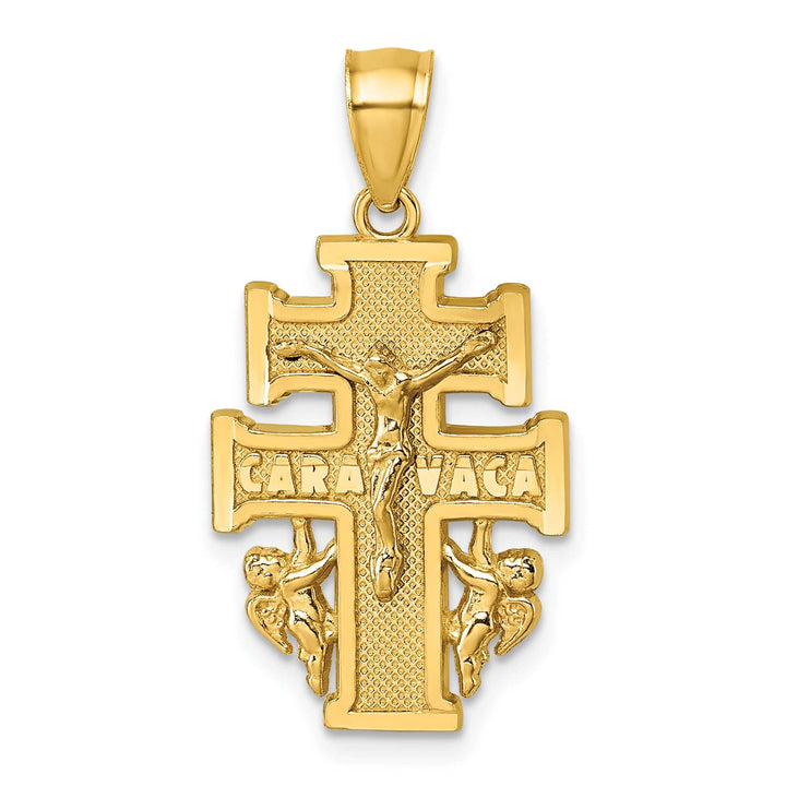 Lovely Rita's Pendants & Charms 14K Yellow Gold Ornate Textured Cara Vaca Crucifix Pendant
