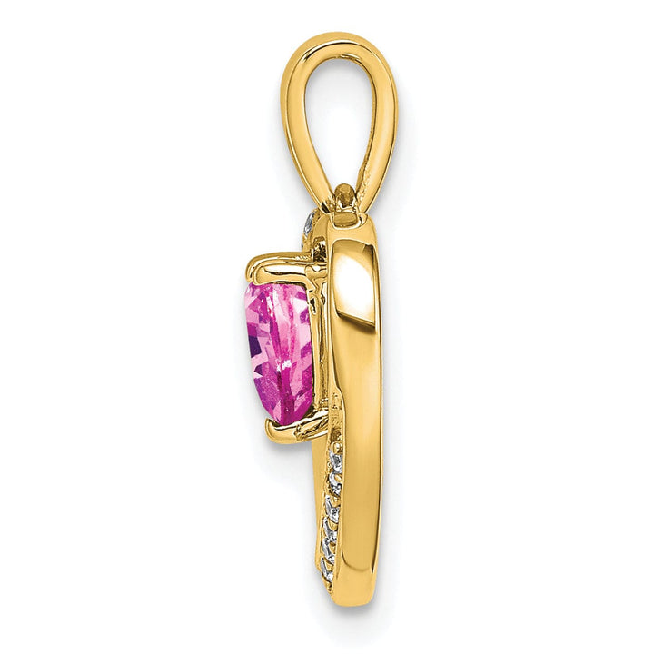 Lovely Rita's Pendants & Charms 14k Yellow Gold Pink Sapphire and Diamond Heart Pendant