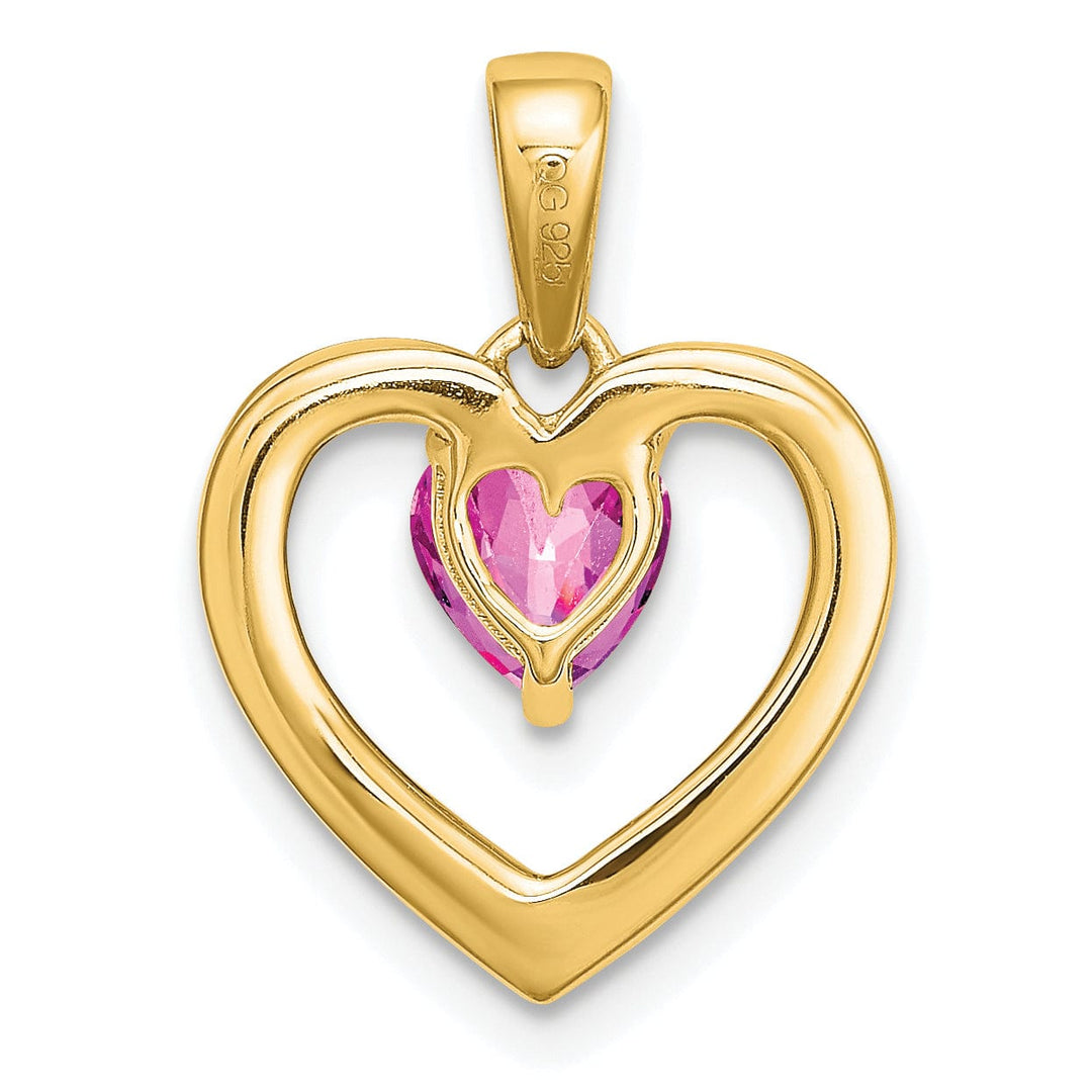 Lovely Rita's Pendants & Charms 14k Yellow Gold Pink Sapphire and Diamond Heart Pendant