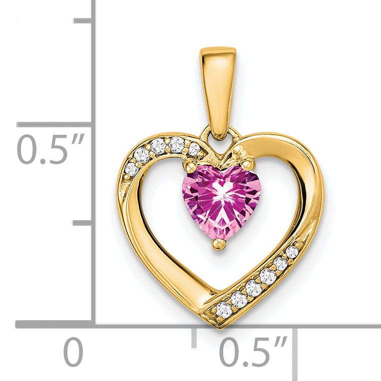 Lovely Rita's Pendants & Charms 14k Yellow Gold Pink Sapphire and Diamond Heart Pendant