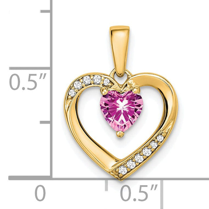Lovely Rita's Pendants & Charms 14k Yellow Gold Pink Sapphire and Diamond Heart Pendant