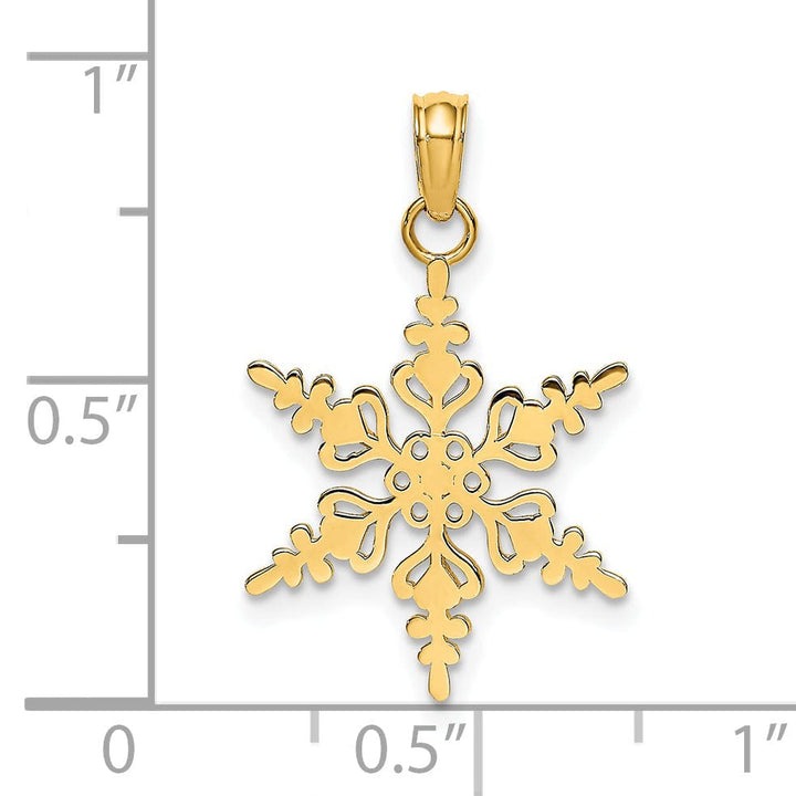 Lovely Rita's Pendants & Charms 14k Yellow Gold Polish Finish Snowflake Charm Pendant