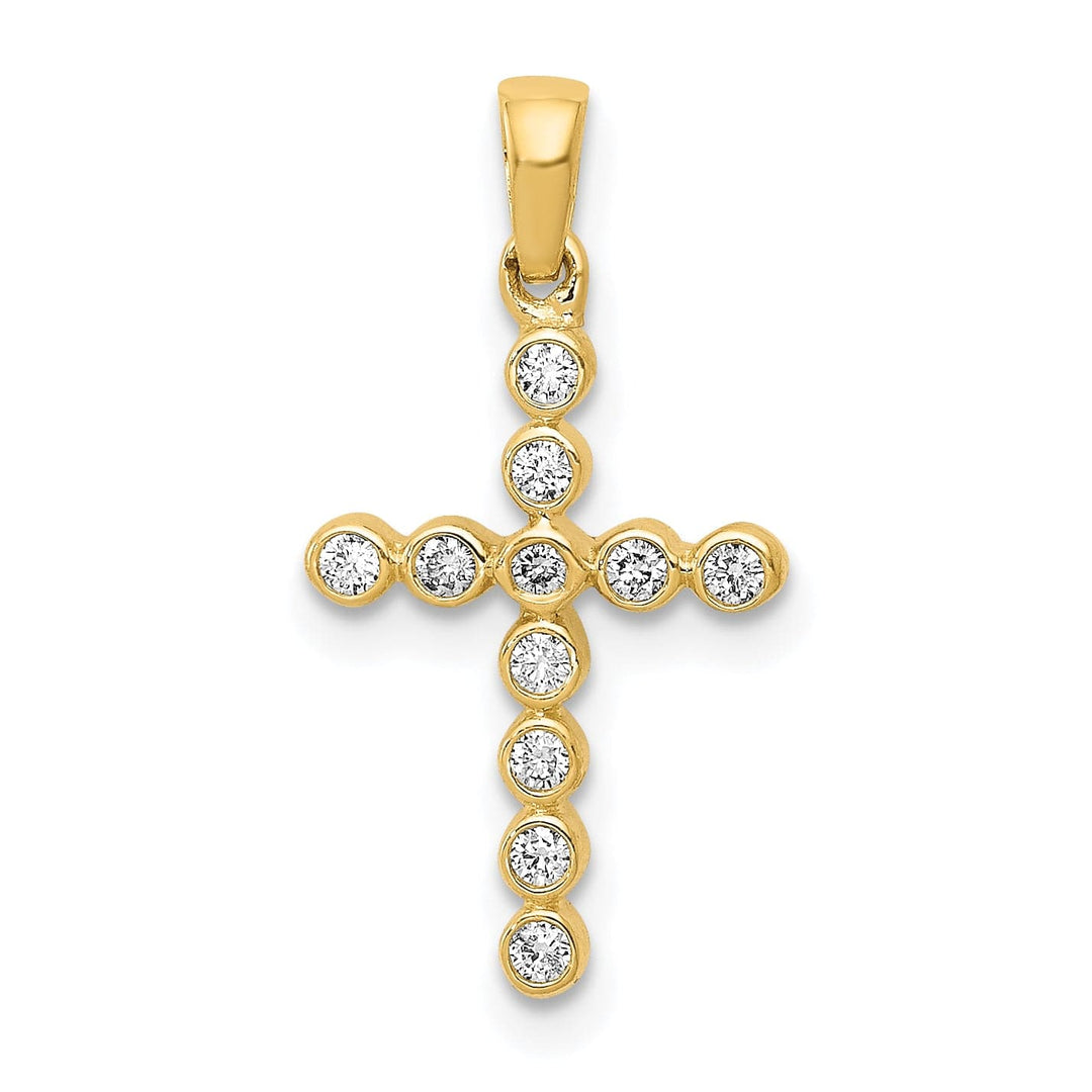 Lovely Rita's Pendants & Charms 14k Yellow Gold Polished 1/10 CT Diamond Cross Pendant