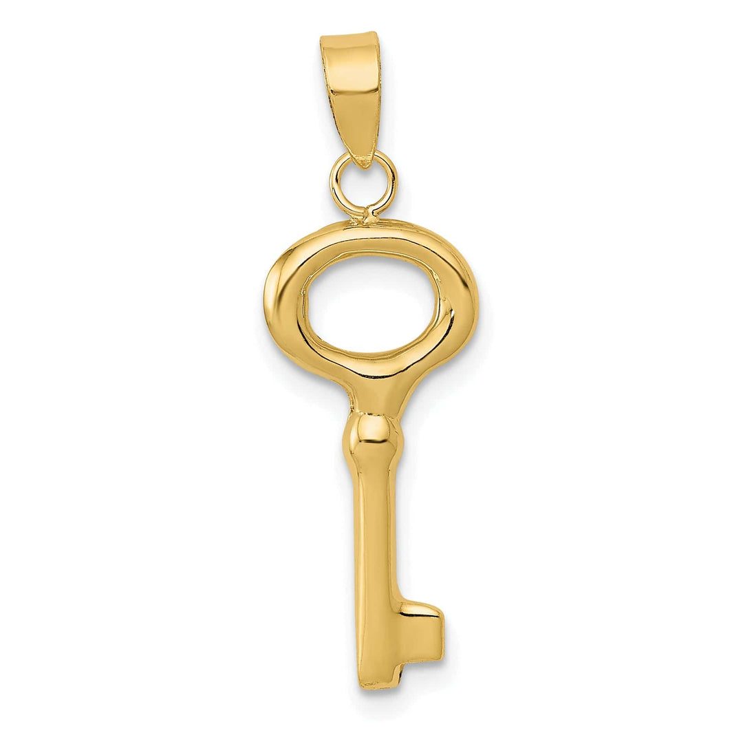 Lovely Rita's Pendants & Charms 14k Yellow Gold Polished 3-D Key Design Charm Pendant